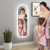 Specchio da Parete ad Arco con Illuminazione LED Regolabile e Controllo Touch, in Vetro Temperato, 40x3x120 cm