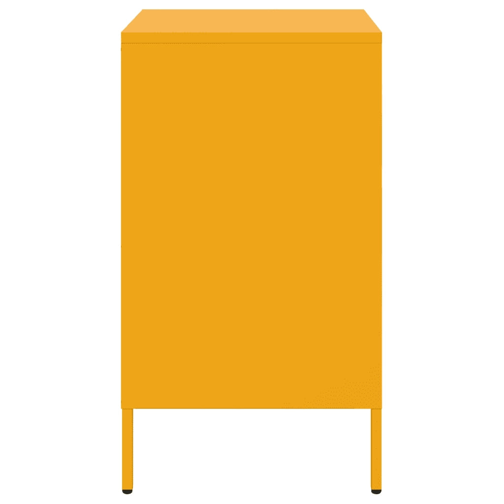 Comodini 2 pz-Set di 2 Tavolino da notte Giallo Senape 36x39x68 cm in Acciaio 741609