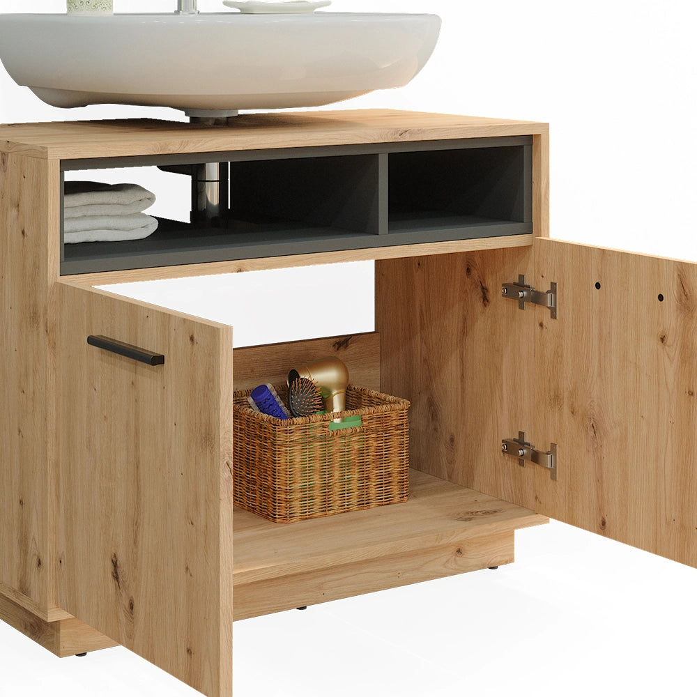 Mobile sottolavabo per bagno Beatrice Rovere artigianale/Antracite 80 x 64 cm Vicco