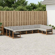 Set di divani da esterno 10 pcs Naturale e Grigio Chiaro