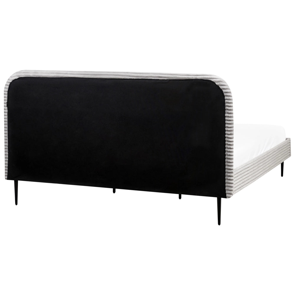 Letto grigio chiaro velluto a coste testiera con rete a doghe 180 x 200 cm design minimalista