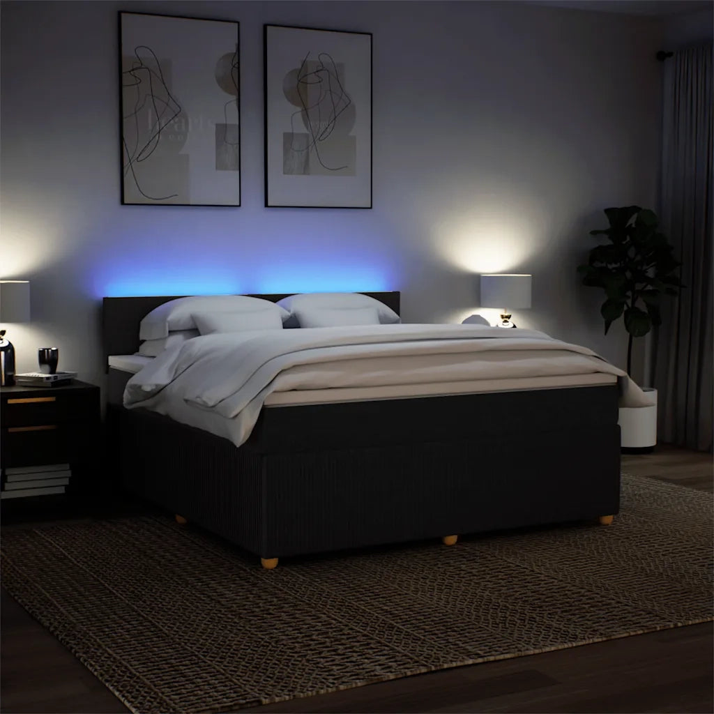 Giroletto a Molle con Materasso Nero 180x200 cm in Tessuto