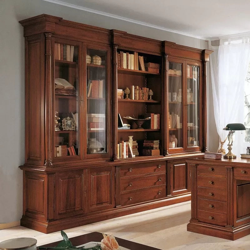 Libreria studio classica in legno bassano 306x56x240 - Mobili 2G