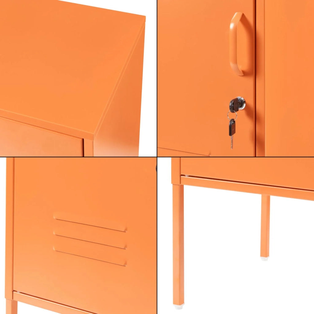 Comodino comodino cassettiera mobile contenitore acciaio 82 x 35 x 35 cm arancione 03_0011008