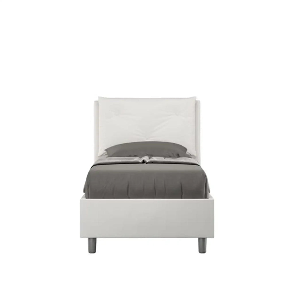 Letto singolo senza rete imbottito 80x190 similpelle bianco Appia