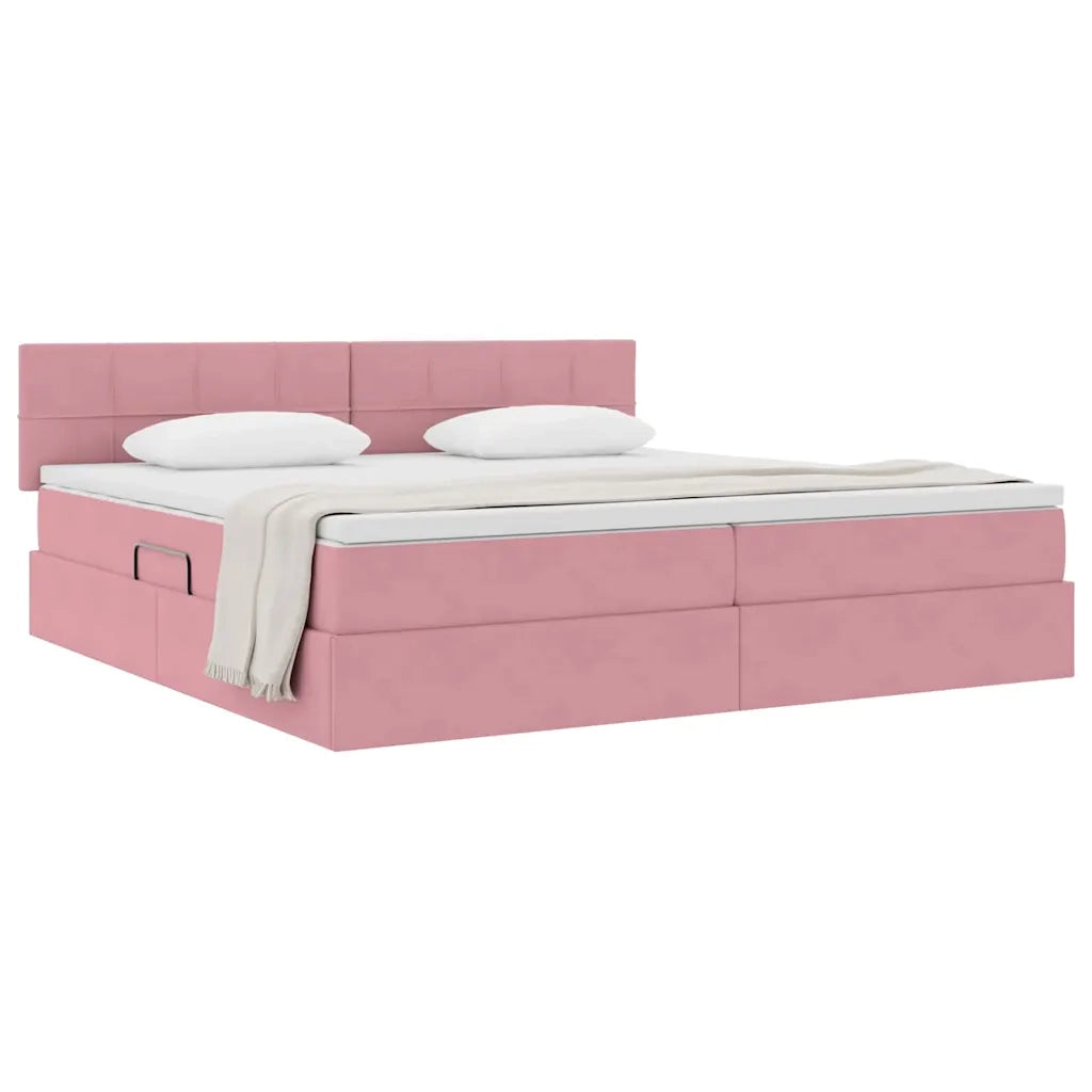 Letto con Contenitore con materasso Rosa 200 x 200 cm Velluto 3370784