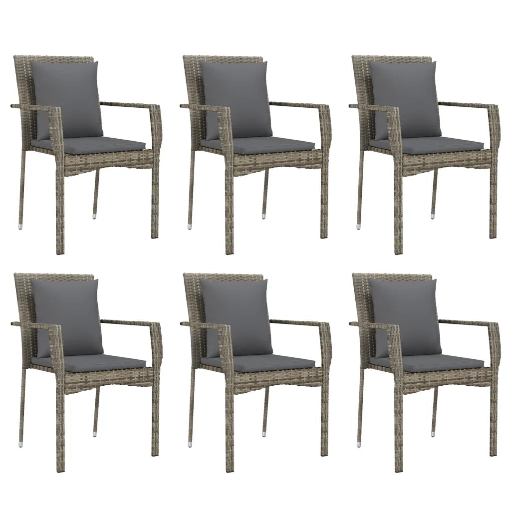 Set da Pranzo da Giardino 7 pz con Cuscini in Polyrattan Grigio 3157960