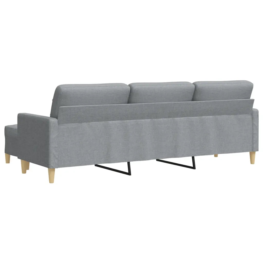 Divano a 3 Posti con Poggiapiedi-Sofa 3 Posti con Poggiapiedi Grigio Chiaro 210cm in Tessuto