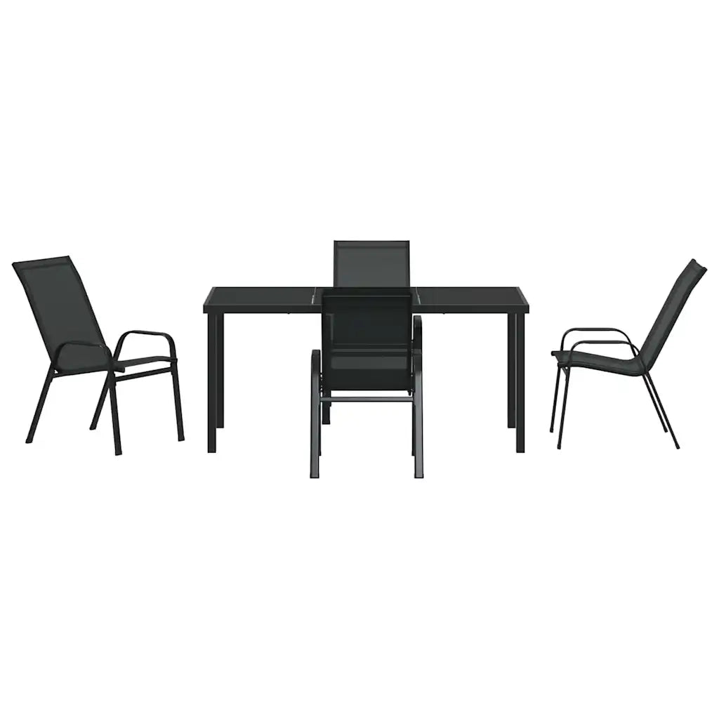 Set da Pranzo per Giardino 5 pz | Set Salotto da Giardino Nero