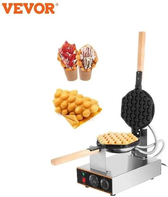 Wafeliera - Macchina per wafel - Manico in legno - Piastra in acciaio inossidabile - 140,0 W - 180 ° Rotativo - Bar - Cucina - Ristorante - Casa