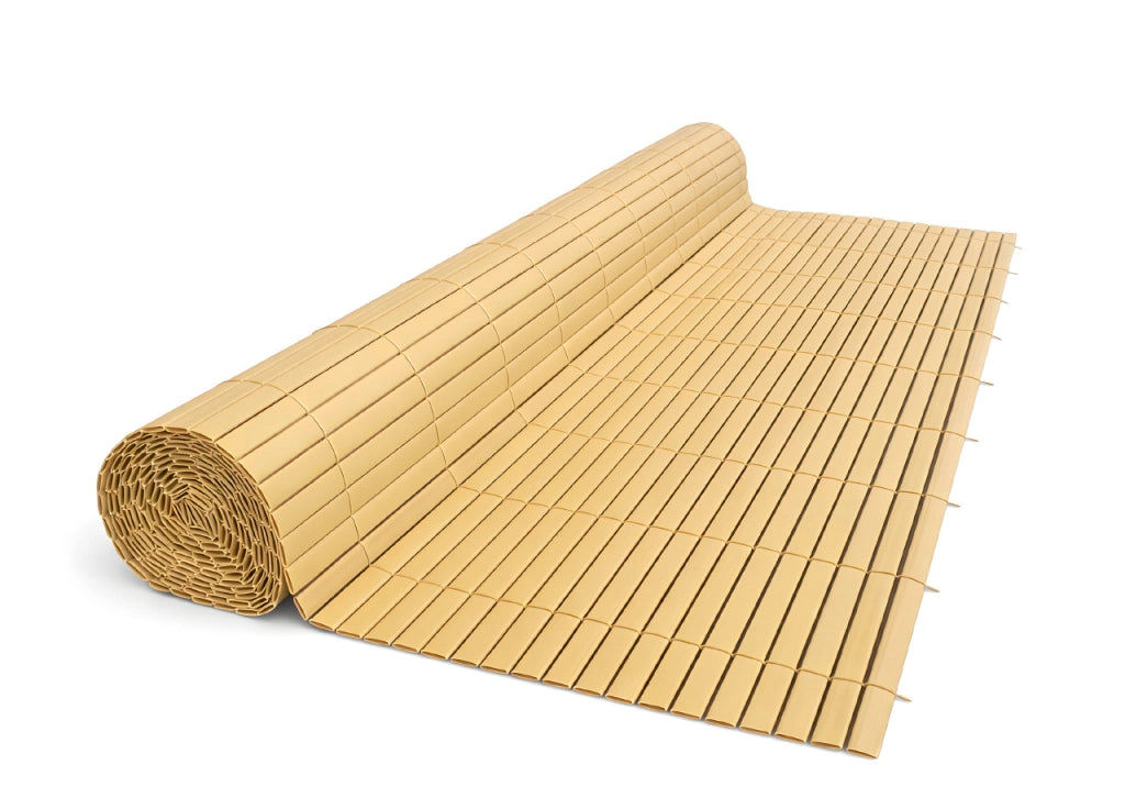 Rotolo Arella PVC Rete Recinzione Listelle Frangivista Da Esterno - 100x500 - Natural