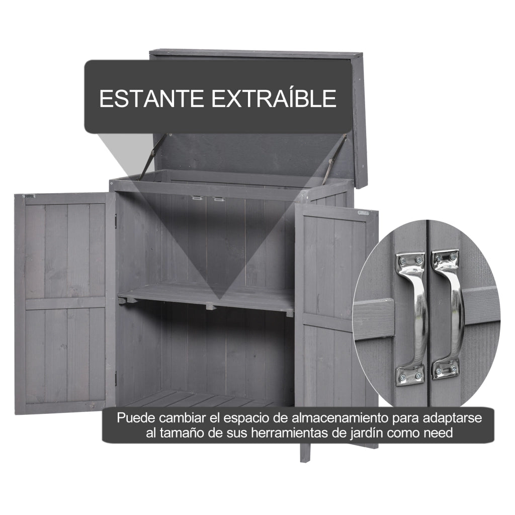 Casetta da Giardino in Legno ¨C zephmum ¨C 74x43x88 cm Grigio con 2 Porte