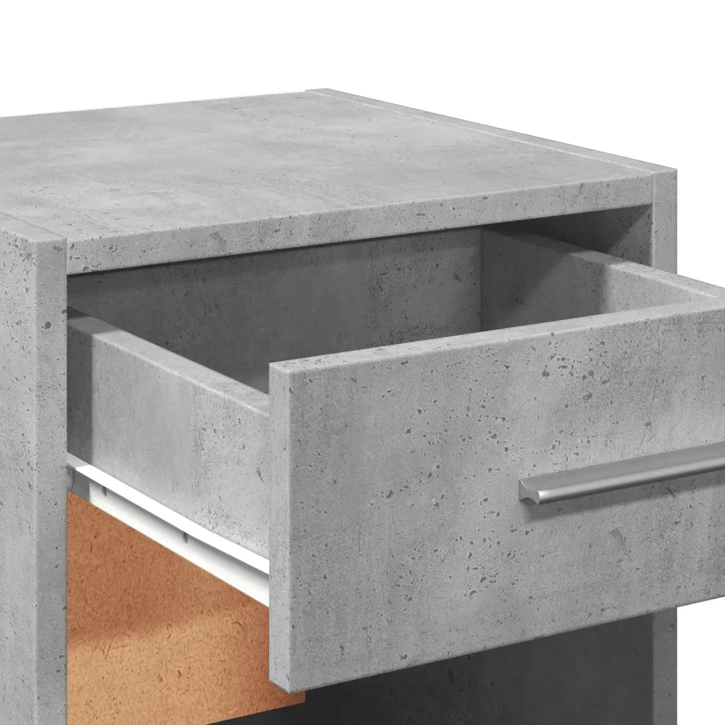 Comodini 2 pz-Set di 2 Tavolino da notte Grigio Cemento 35x34x65 cm in Legno Multistrato