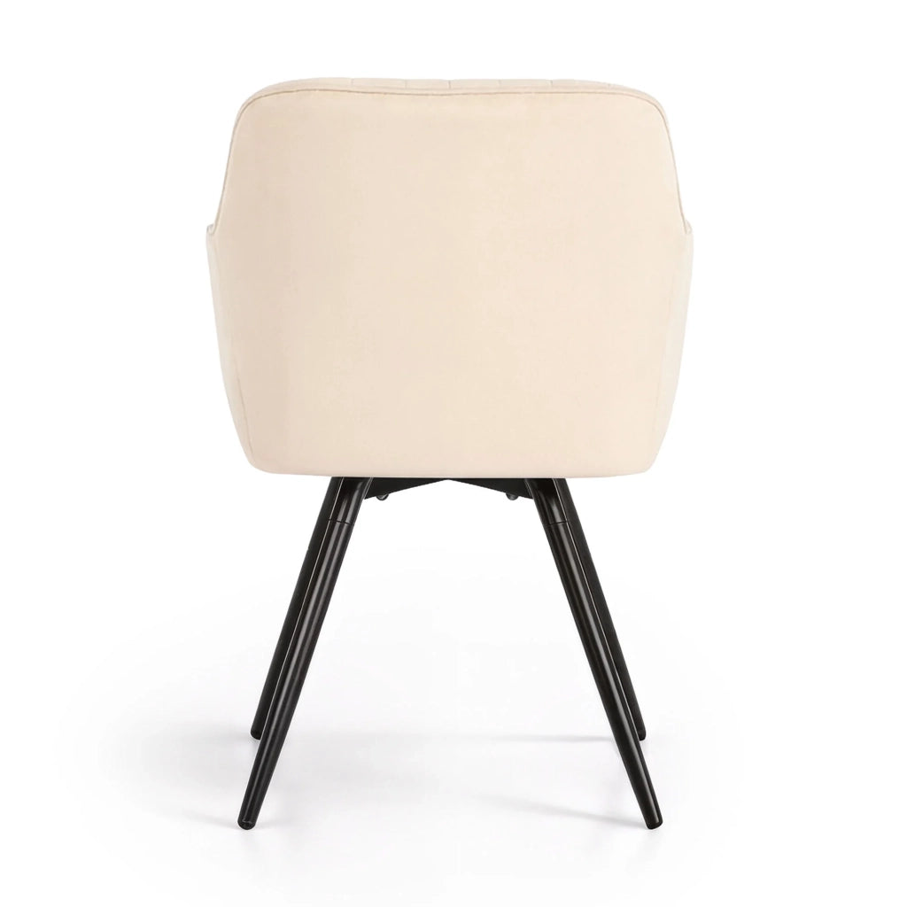 Set di 2 Sedie girevoli in velluto con cuciture TURNO Beige gambe nere