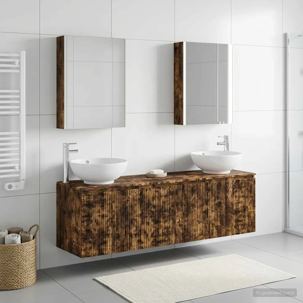 Set di Armadi da Bagno 5 pcs Rovere Fumo Legno ingegnerizzato 3406491