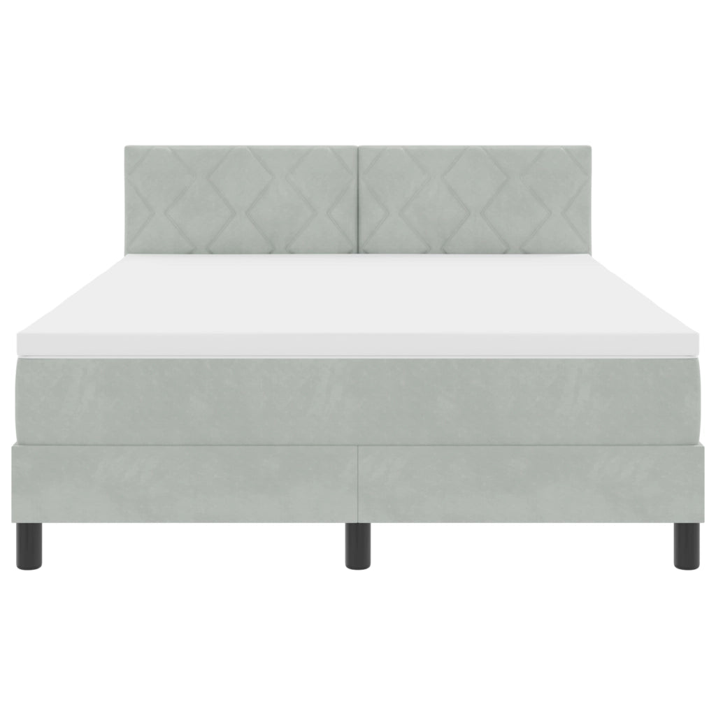 Letto Box Spring con Materasso Grigio Chiaro 140x190 cm Velluto