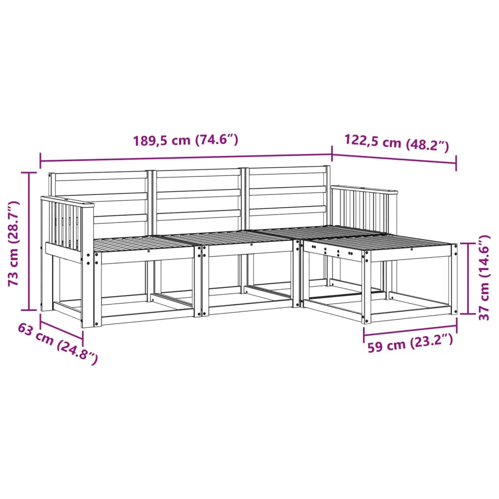 Set di divani da esterno 4 pcs Bianco 189,5 x 122,5 x 73 cm 3387448
