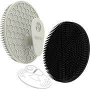 Set di spazzole per il corpo e il viso in silicone 3 pezzi – Spazzola da doccia in silicone per donne e uomini, spazzola esfoliante delicata per la pelle sensibile, più igienico di un loofah, duraturo – Nero e grigio