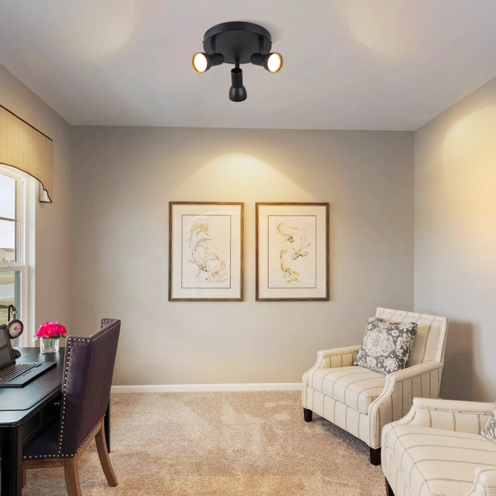 ZMH Faretto da soffitto neri 3 luci GU10 metallo design moderno girevoli senza lampadina