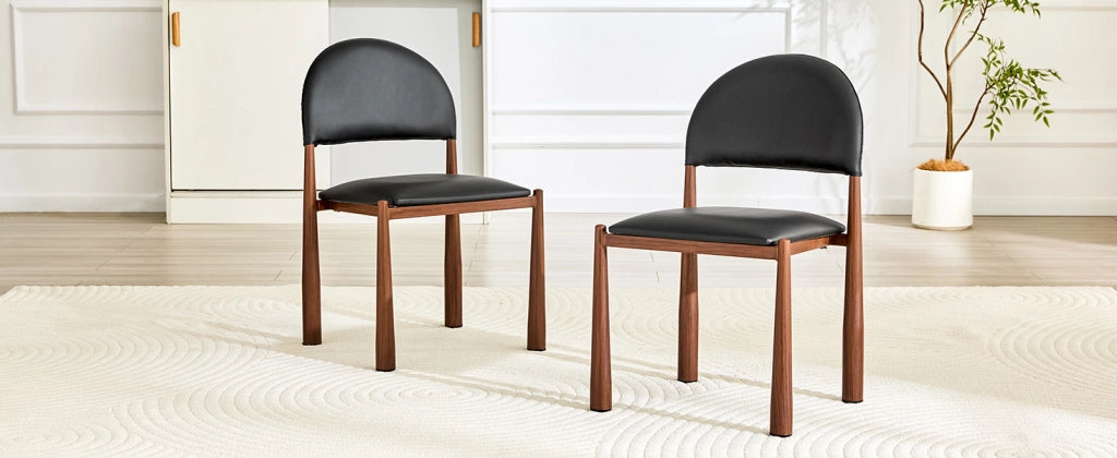 SEDIA da pranzo Set da 2 pezzi 80 cm PU nero con struttura in metallo