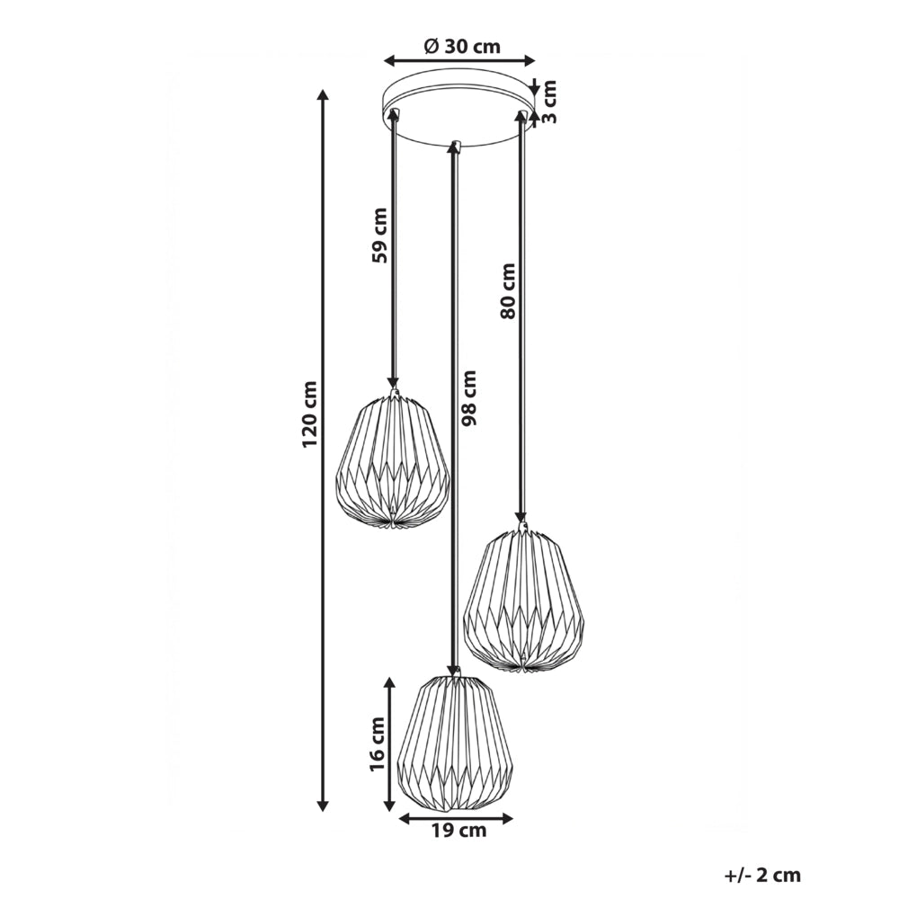 Lampada a sospensione a 3 luci con paralume in carta bianca e base in metallo stile moderno luce d'atmosfera soggiorno camera da letto