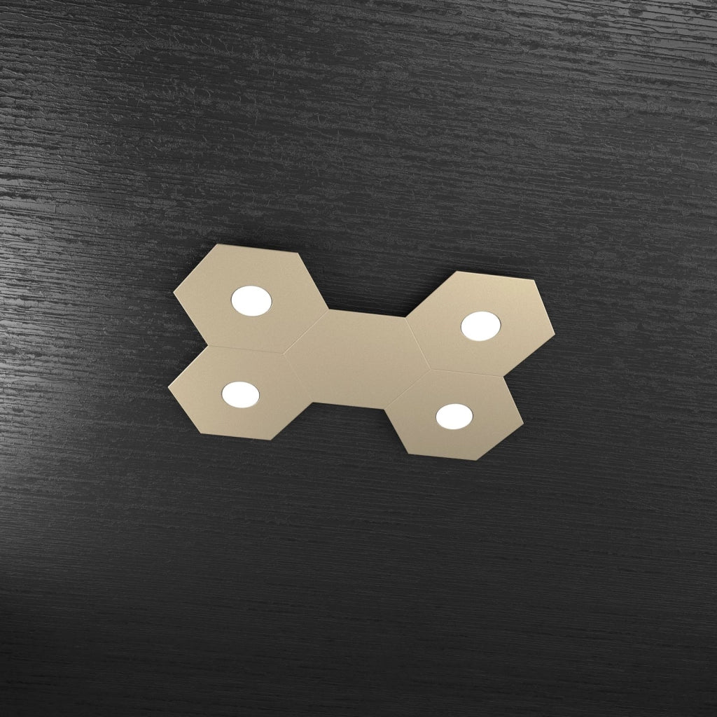 HEXAGON APPLIQUE-PLAFONIERA 4 LUCI + 1 DECORATIVO SABBIA 1142-4L1D-SA