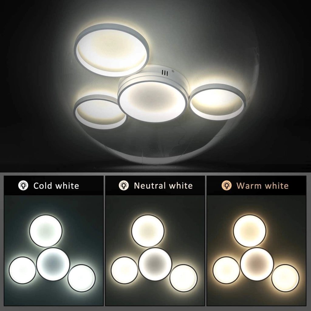 ZMH Lampada da soffitto LED 4 fiamme ad anello telecomando per camera letto