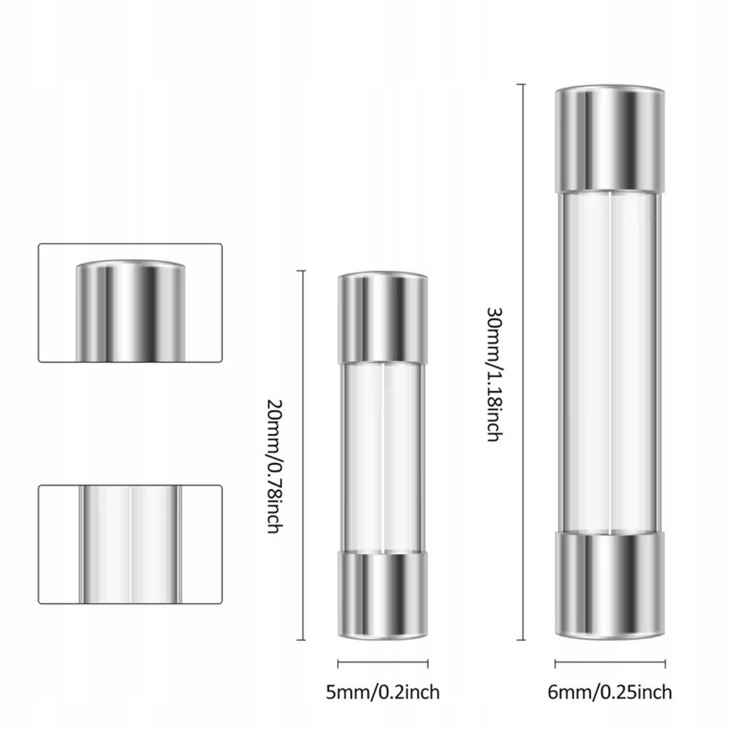 Set di Fusibili in Vetro WTA FuseSet Max360 – 360 Pezzi | 5x20 mm e 6x30 mm | 0,5A–25A | 250V | Tipo Rapido