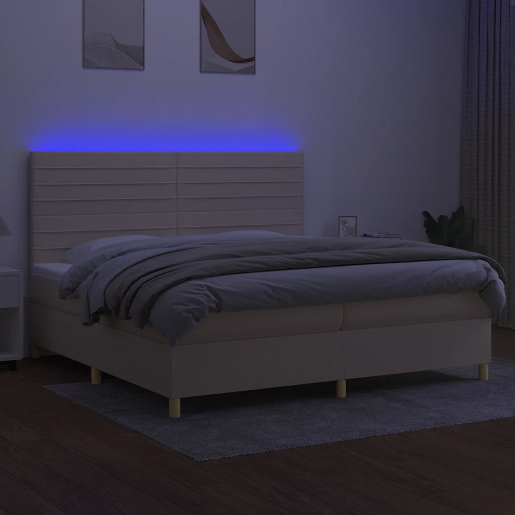 Letto a Molle Materasso e LED bianco 200x200cm in Tessuto cod mxl 61241