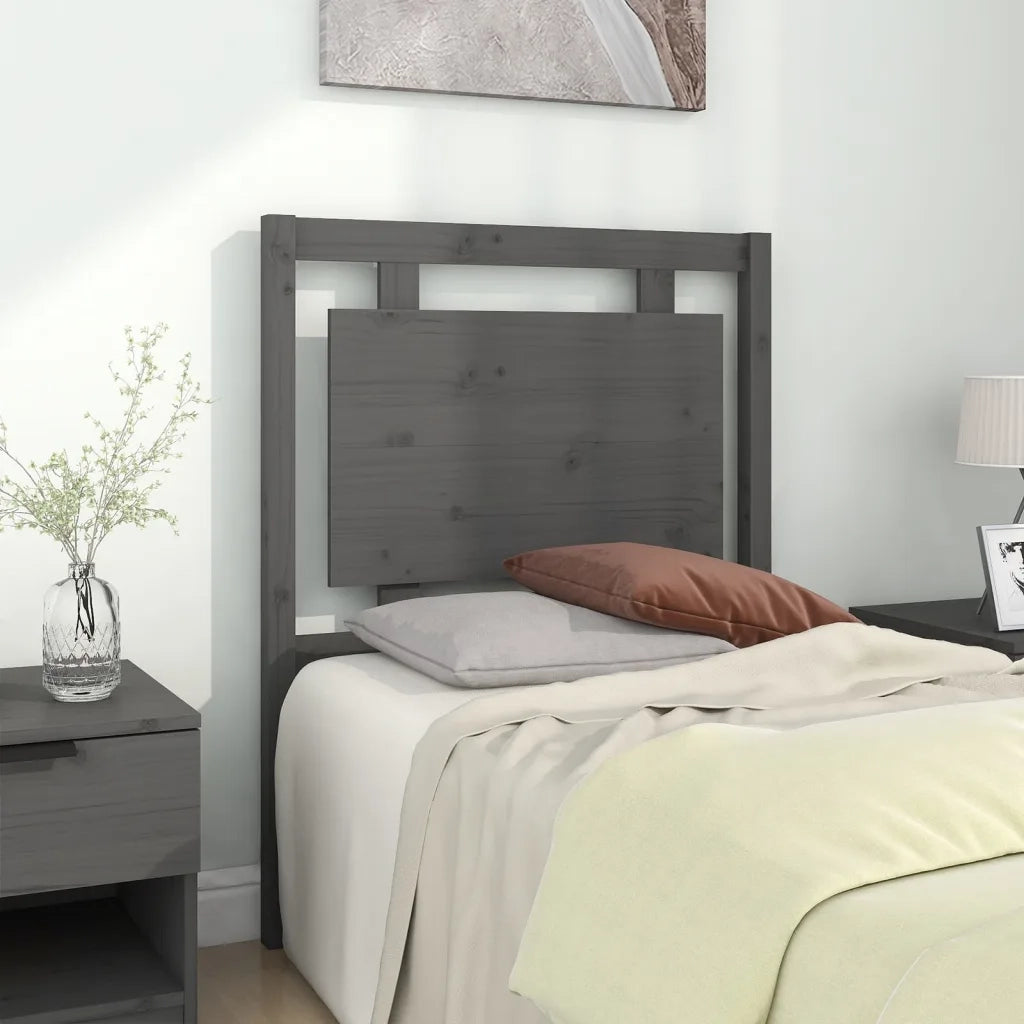 Testiera | Testata per Letto Grigia 80,5x4x100 cm Legno Massello di Pino