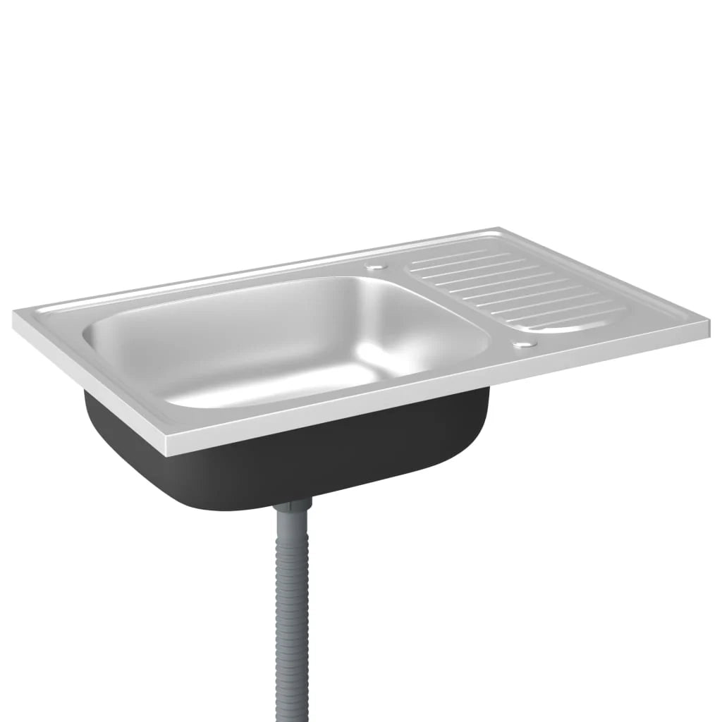 Set lavello cucina e gocciolatoio lavello da incasso lavello cucina interno casa argento 80 x 50 cm acciaio inox 02_0002427