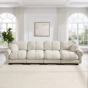 Divano 4 posti ¨C Minimal ¨C tessuto chenille grigio chiaro con braccioli cuscini imbottito