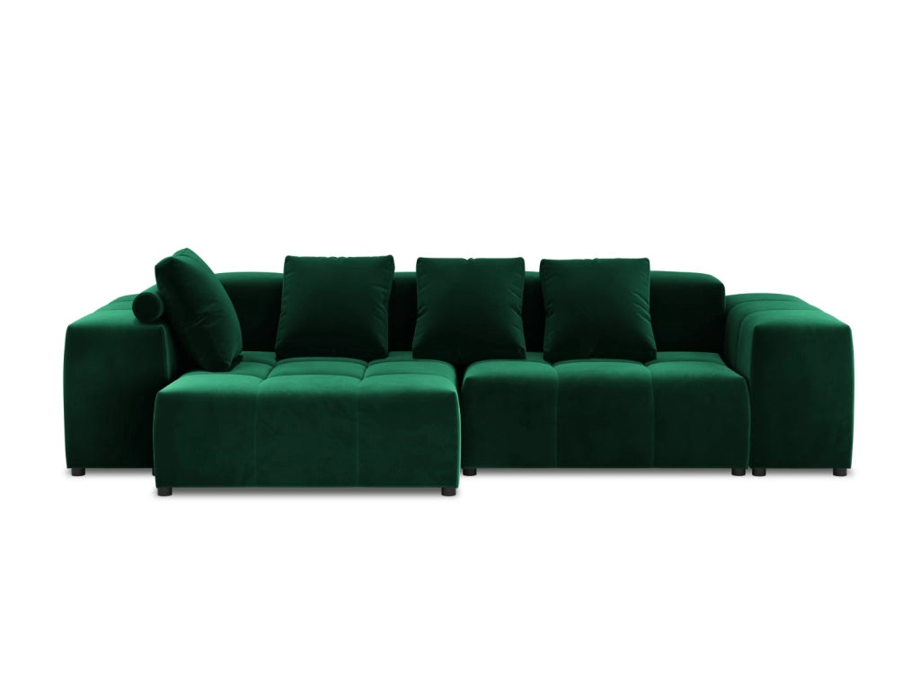 Cosmopolitan Design - Divano angolare modulare reversibile "Rome" 4 posti in velluto verde bottiglia 