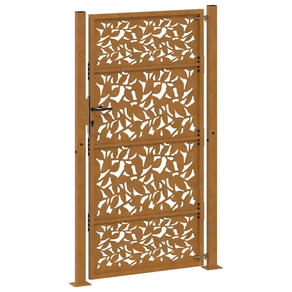 vidaXL Cancello da Giardino 105x180 cm Acciaio Corten Design a Foglia