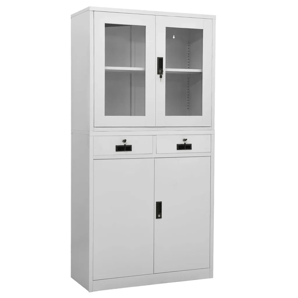 Armadio per Ufficio Grigio Chiaro 90x40x180 cm Acciaio e Vetro cod mxl 40444