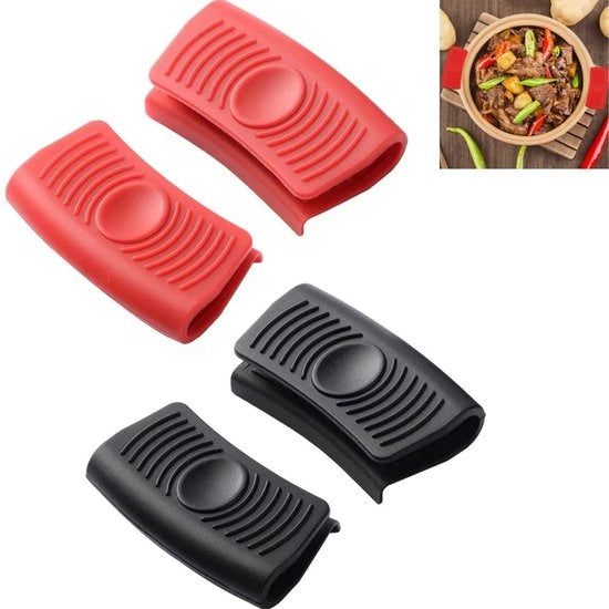 Asciugamani per padelle 4 pezzi - Maniglie in silicone - Resistente al calore - Presa antiscivolo - Accessori da cucina robusti - Riduzione del calore - Sostegni per padelle