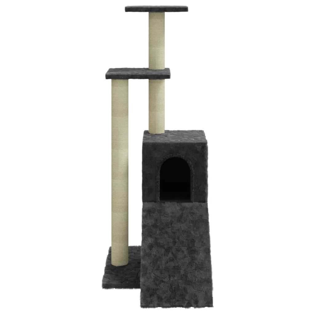 Tiragraffi per gatti torre per arrampicata giocattolo piattaforma per arrampicata con tiragraffi in sisal scuro 92 cm grigio 02_0022715