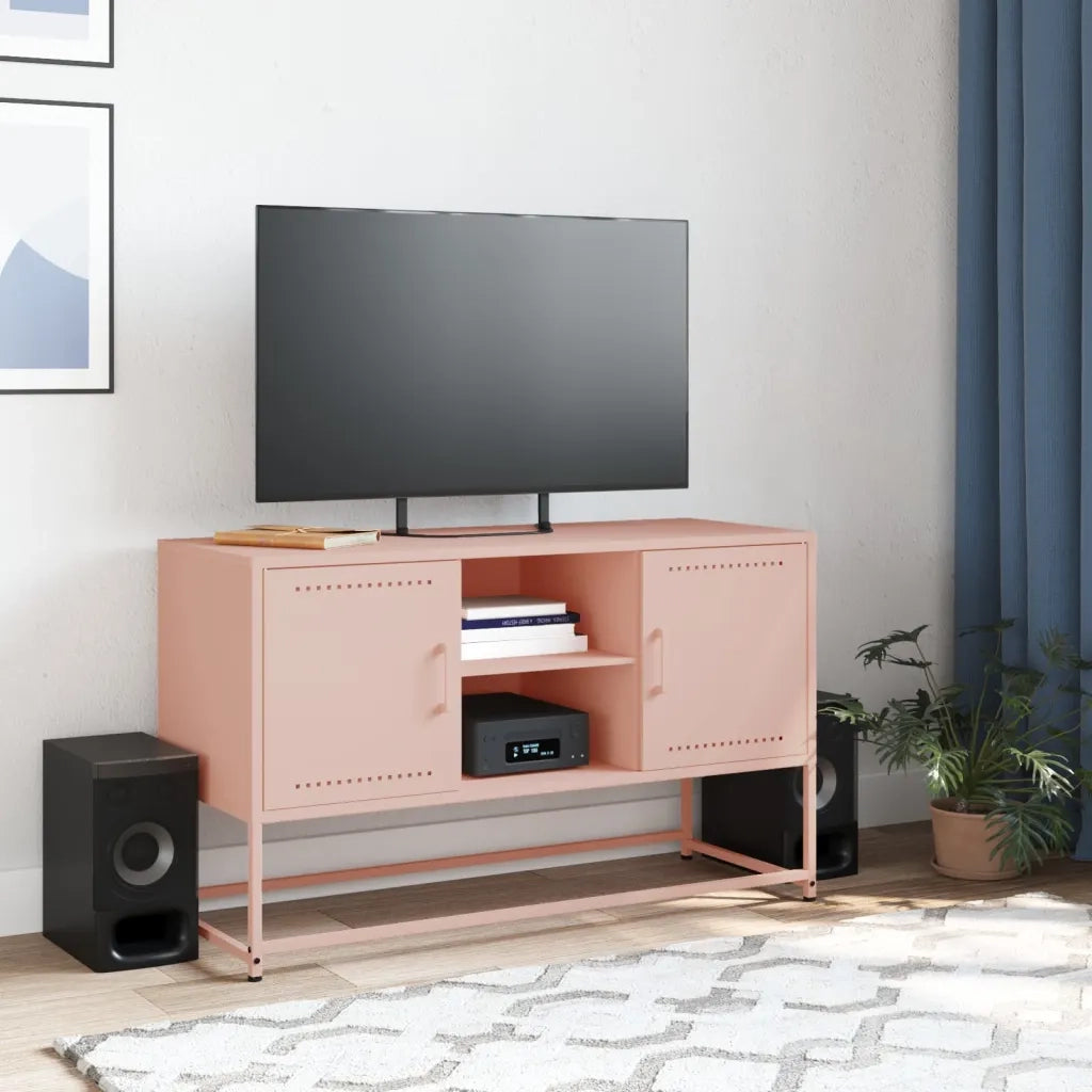 Mobile TV-Credenza per TV-Console TV Rosa 100,5x39x60,5 cm in Acciaio 901160