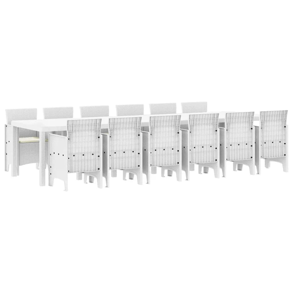 Set da Pranzo per Giardino 13 pcs Bianco Rattan Polt 3378786