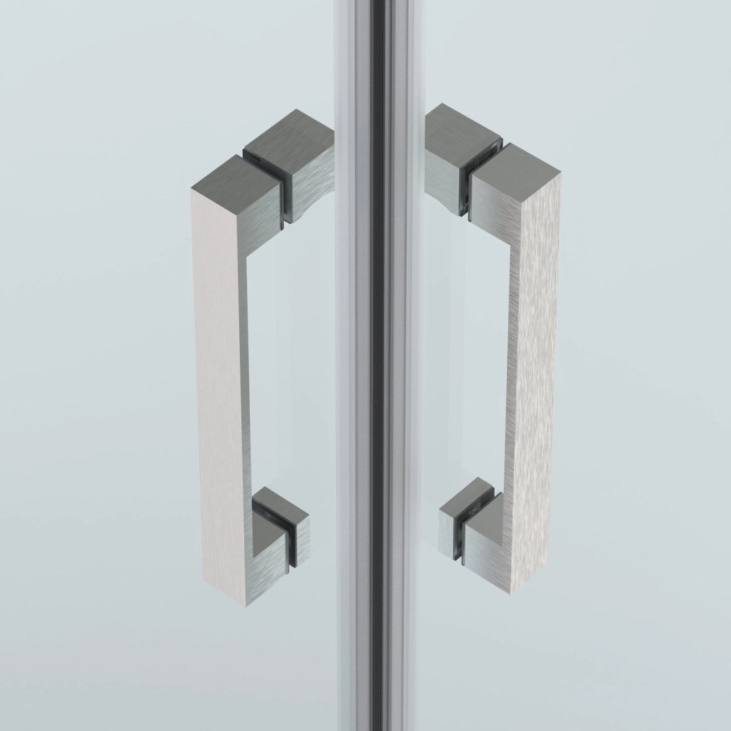 Box doccia angolare 80x100 cm apertura due porte soffietto H200 cm cristalli trasparente 6mm profilo satinato ELIO