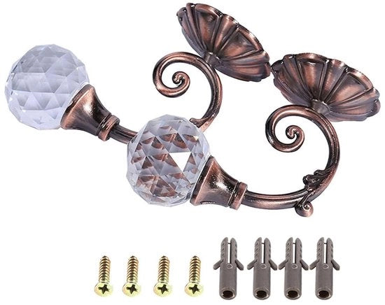 Maniglie per tende 2 pezzi - Maniglie per tende metalliche - Pomo in cristallo 3 cm - Fissaggio alla parete - Drappeggiatori - Peso per pezzo 167 gr - Maniglie per drappeggi