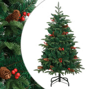 Albero Natale Artificiale Incernierato con Pigne e Bacche 120cm