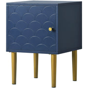 Comodino con 1 anta e maniglia reversibile - in legno e metallo - 35x35x51 cm - blu navy