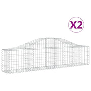 Set di 2 gabbioni ad arco per recinzione gabbia o muro di contenimento 200 x 30 x 40/60 cm ferro zincato argento 02_0041338