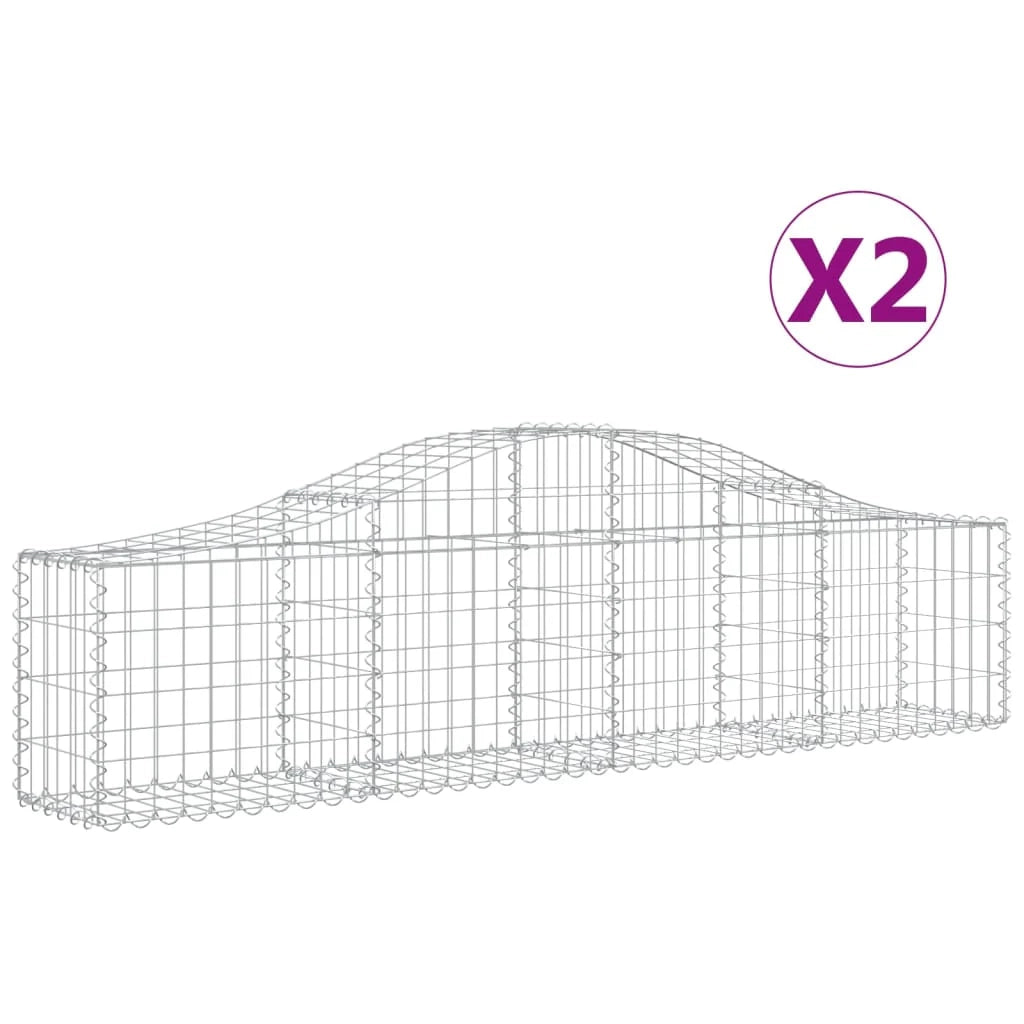 Set di 2 gabbioni ad arco per recinzione gabbia o muro di contenimento 200 x 30 x 40/60 cm ferro zincato argento 02_0041338