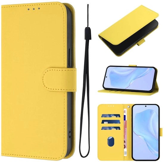Portamonete Premium in Pelle - Inclinabile - Custodia a Scatto - 3 Cassetto per Carte - Funzione di Sostegno - Antivento con Disegno a Tinta Matte - Custodia per Telefono