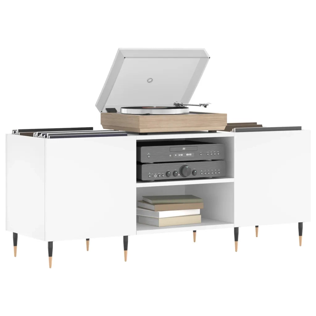 Mobile Porta Dischi Bianco 121x38x48 cm in Legno Multistrato 831668