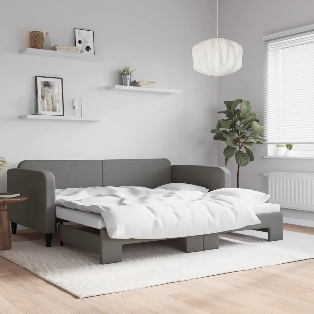 Divano Letto con Letto Estraibile Grigio Scuro 100x200 Tessutocod mxl 106593