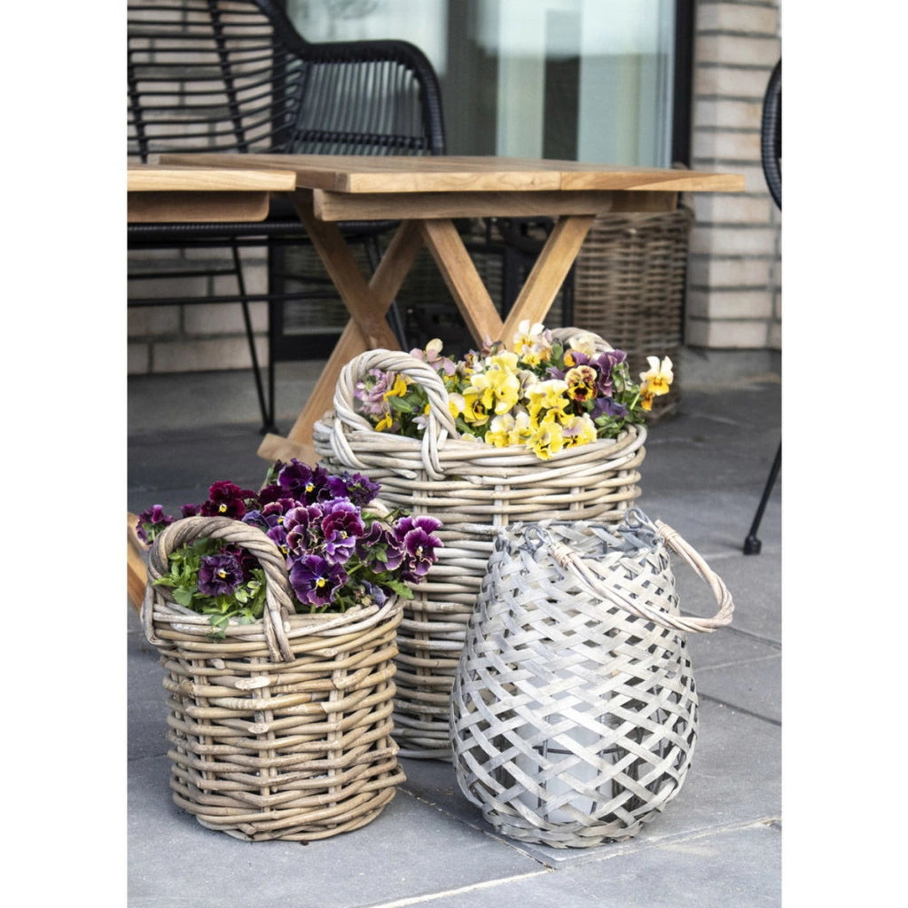 Set di 4 Cesti Portaoggetti Caor, Marrone, Rattan, 20x20x28 cm