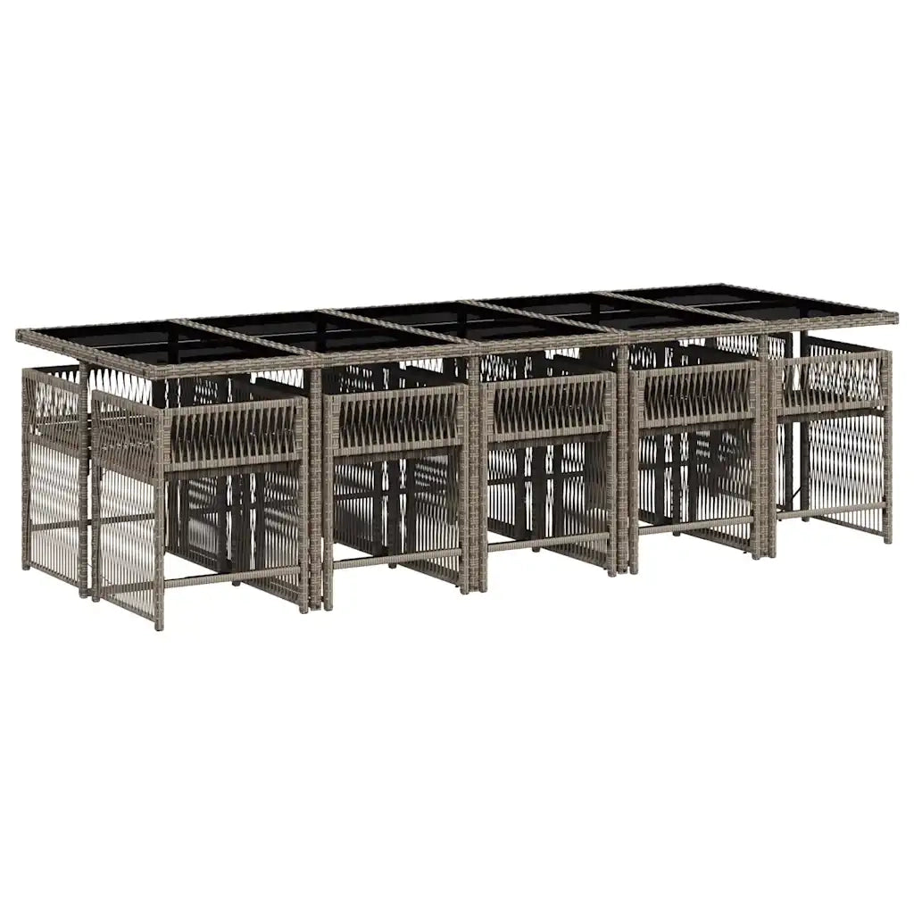 Set da Pranzo da Giardino 11pz con Cuscini in Polyrattan Grigio 3211652